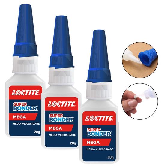 Imagem de Kit Com 3 Cola Instantânea Super Bonder Ultra Mega Forte 20g Cor Transparente Multiuso