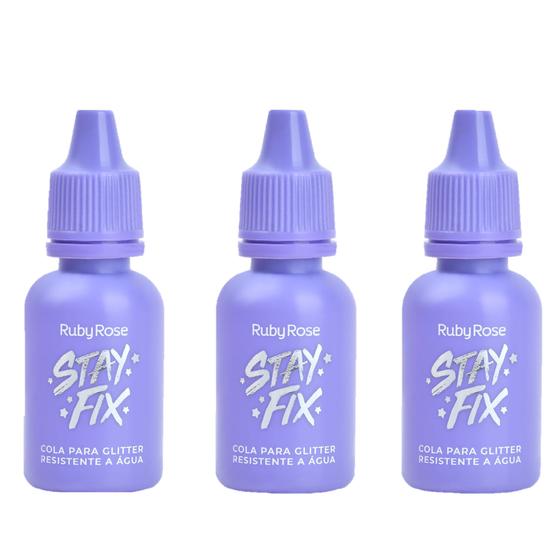 Imagem de Kit com 3 cola para glitter Stay Fix Ruby Rose Blindagem Resistente a água