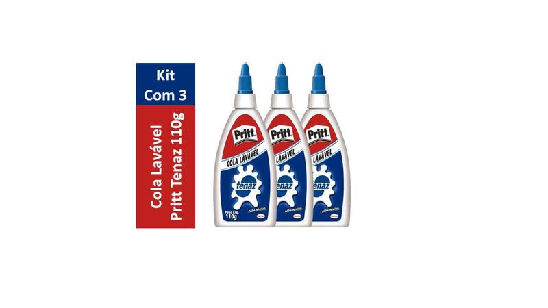 Imagem de Kit com 3 - Cola Pritt Tenaz Laváel 110g