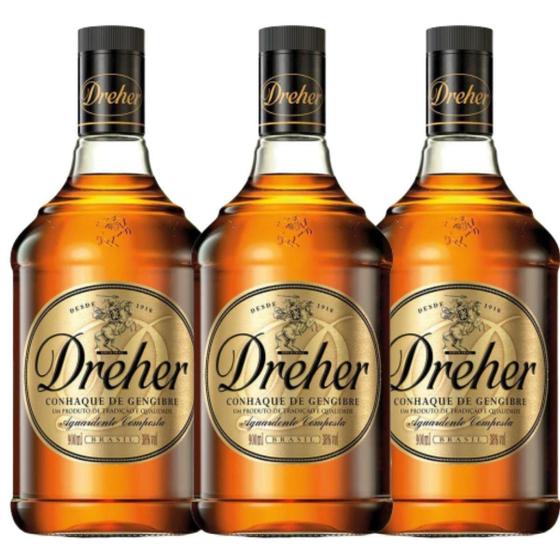 Imagem de Kit Com 3 Conhaque De Gengibre Dreher 900Ml