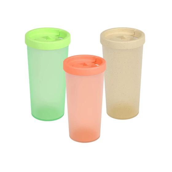 Imagem de Kit com 3 Copos 500ml com Cores Sortidas Tampa Coza Nutri Brinox  13154/4117