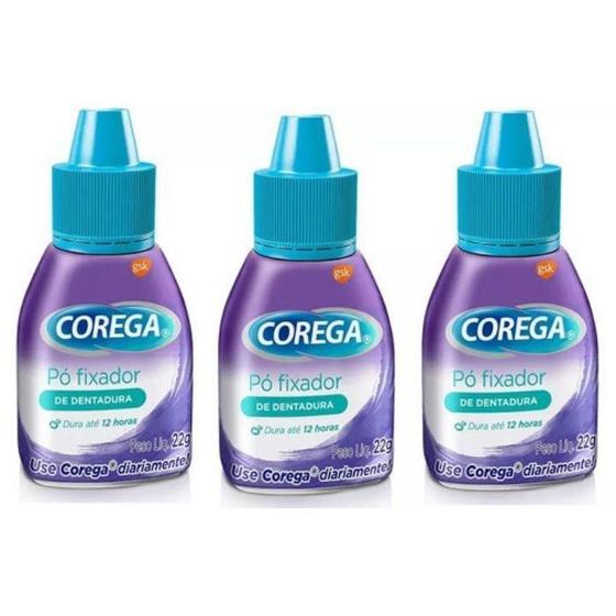 Imagem de Kit Com 3 Corega Pó Fixador De Dentadura 22G