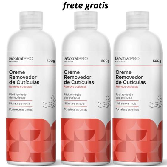 Imagem de Kit Com 3 Creme Removedor de Cutículas Labotrat Pro Removex 500g Fortalece as Unhas