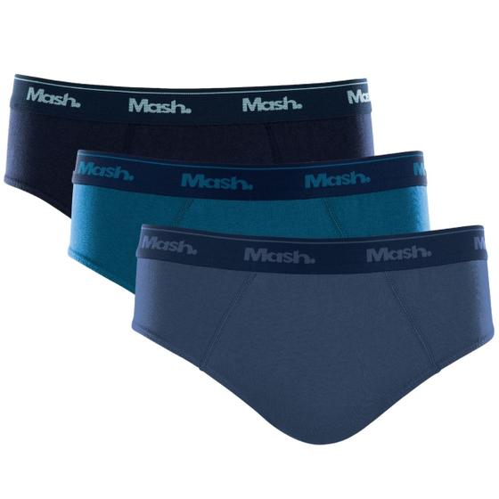 Imagem de Kit Com 3 Cuecas Slip Tradicional Mash Básica Masculino Confortável Algodão Cotton Tamanho P Ao GG