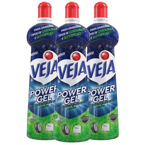 Imagem de Kit com 3 Desengordurantes Veja Gel Limão 500Ml Cada