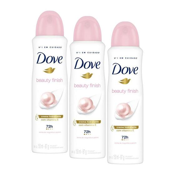 Imagem de Kit com 3 Desodorantes Antitranspirantes Aerosol Dove Beauty Finish 150 ml