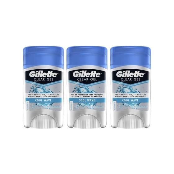 Imagem de Kit com 3 Desodorantes Gillette Antitranspirante Clear Gel Cool Wave 45g