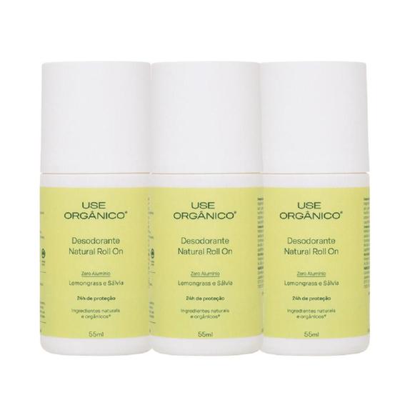 Imagem de Kit com 3 Desodorantes Naturais Lemongrass Sálvia 55ml - Use Orgânico