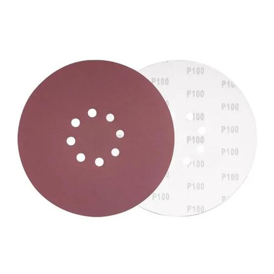 Imagem de kit com 3 disco de lixa G100 225mm com 8 Furos -Nauber