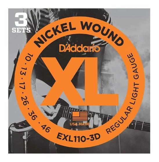 Imagem de Kit com 3 Encordoamentos Guitarra D'addario Exl110-3d .010-.046