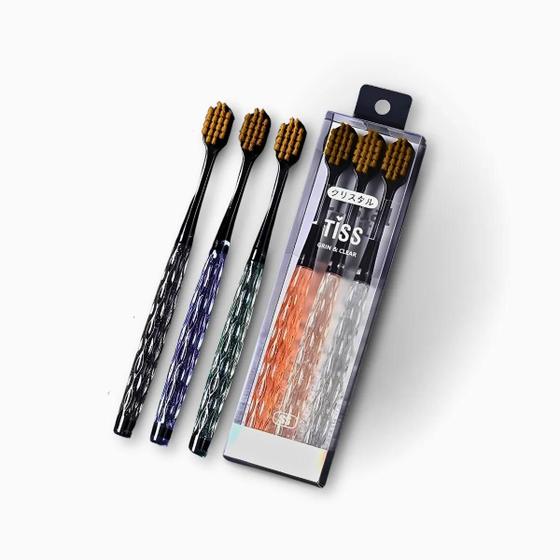 Imagem de Kit com 3 Escovas De Dente com Cabo De Cristal Variado