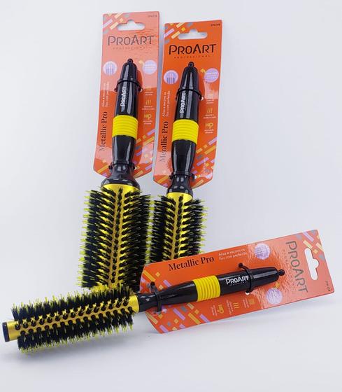Imagem de Kit com 3 escovas Metallic Pró 15, 25 e 38mm na cor Amarelo - PROART