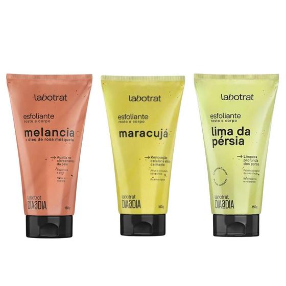 Kit com 3 Esfoliantes Corporais e Faciais Dia a Dia Labotrat 150g Cada ...