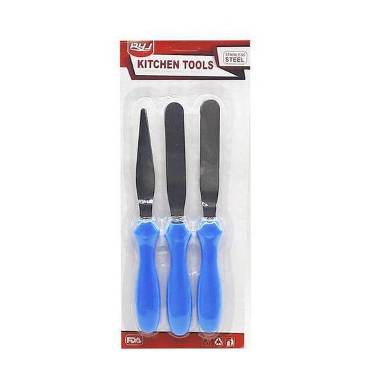 Imagem de Kit Com 3 Espátulas Reta E Angular Com Degrau - Azul