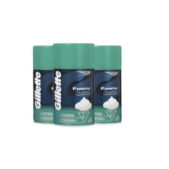 Kit com 3 Espumas de Barbear Gillette Foamy Mentol 175g Menor preço em Kit com 3 Espumas de Barbear Gillette Foamy Mentol 175g