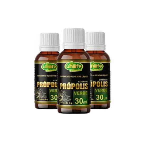 kit com 3 Extrato De Própolis Verde 30ml - Unilife Menor preço em kit com 3 Extrato De Própolis Verde 30ml - Unilife