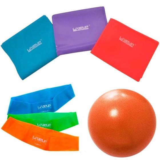 Kit com 3 Faixas Elasticas + 3 Mini Band Forte, Media e Leve + Overbal 25 Cm Liveup Sports Menor preço em Kit com 3 Faixas Elasticas + 3 Mini Band Forte, Media e Leve + Overbal 25 Cm Liveup Sports