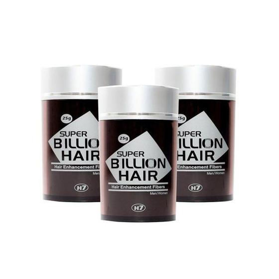 Imagem de Kit com 3 Fibras de Queratina em Pó Super Billion Hair 25g