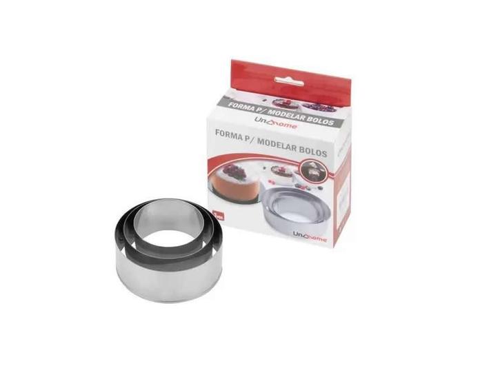 Imagem de Kit Com 3 Formas Redondas Para Modelar Bolo Inox 3 Tamanhos