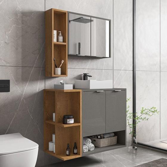 Imagem de Kit com 3 Gabinetes com Cuba e Espelheira Ibiza