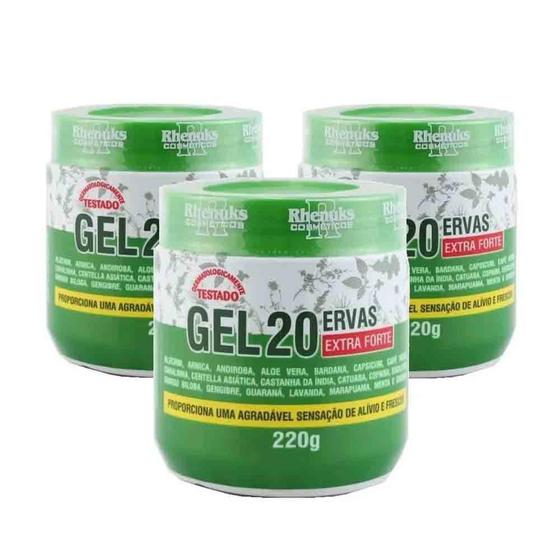 Imagem de Kit Com 3 Gel 20 Ervas Extra Forte Rhenuks 220G