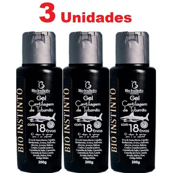 Imagem de Kit com 3 Gel Cartilagem de Tubarão Com 18 Ervas 200g Bio Instinto
