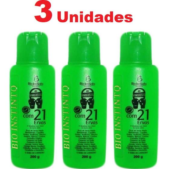 Imagem de Kit com 3 Gel Detonador Com 21 Ervas 200g Bio Instinto