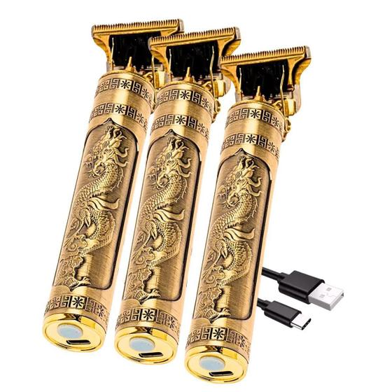 Imagem de Kit Com 3 Hair Trimmers Dragao Dourado