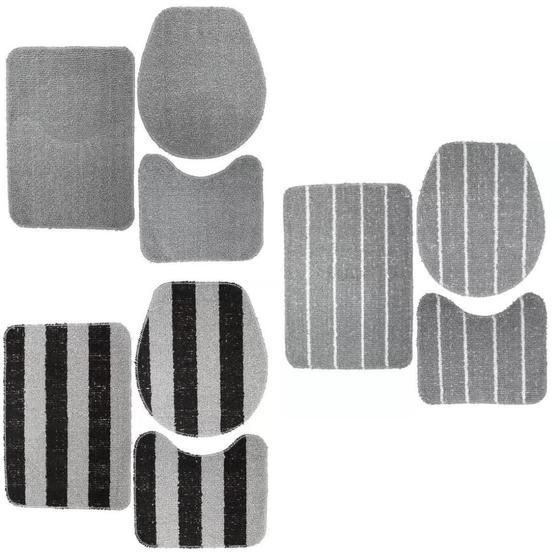 Imagem de Kit com 3 Jogos de Conjunto de Tapete Antiderrapante para Banheiro com 3 Peças Antialérgico Saída para Box Atacado