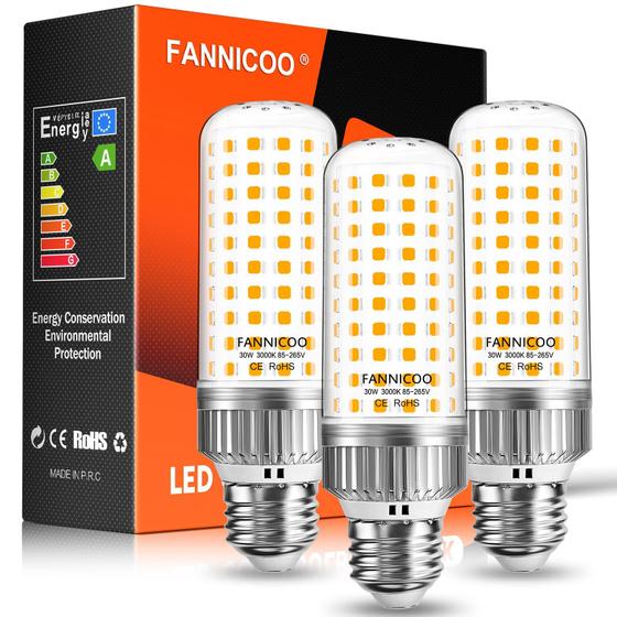 Imagem de Kit com 3 Lâmpadas LED FanniCoo 30W 3500LM 3000K - Luz Branca Quente