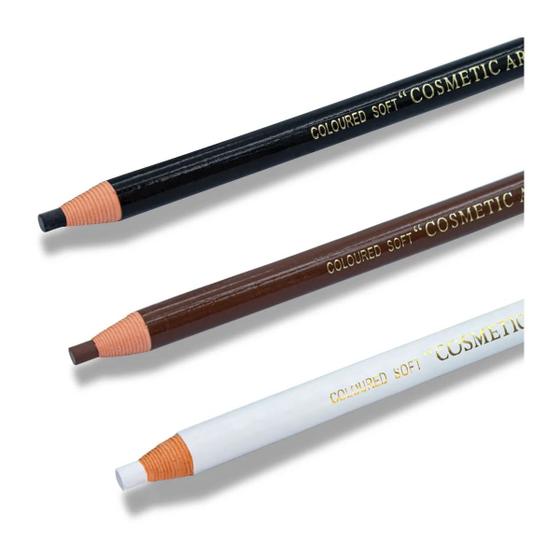 Imagem de Kit Com 3 Lápis Dermatográfico P/Sobrancelha Preto, Marrom E Branco