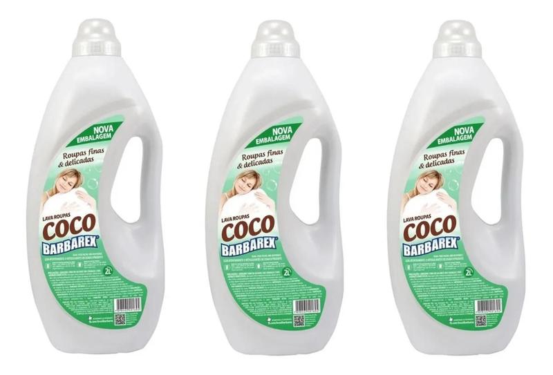 Kit Com 3 Lava Roupas Coco 2 Litros Barbarex Menor preço em Kit Com 3 Lava Roupas Coco 2 Litros Barbarex