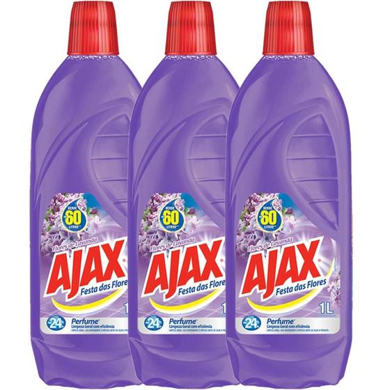 Imagem de Kit com 3 Limpador Diluível Ajax Festa das Flores Lavanda 1L Cada