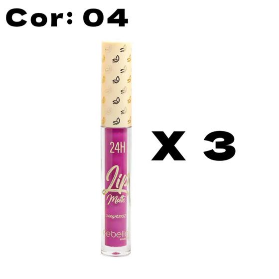 Imagem de Kit com 3 Lip 24 Horas Matte Baton Liquido Longa Duração Febella