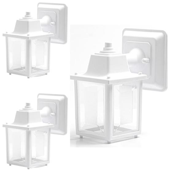 Kit Com 3 Luminárias Branca/ Preta/ Marrom Arandela Estilo Colonial Vintage Quadrada Área