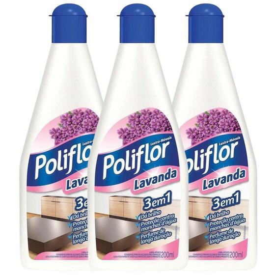 Imagem de Kit com 3 Lustra Moveis Lavanda Poliflor Frasco 200Ml Cada