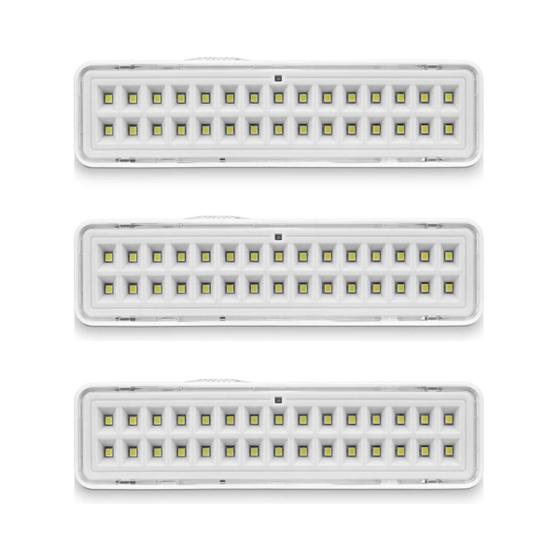 Kit com 3 Luz Emergência Bateria Lítio 30 Leds 2W Biv Elgin