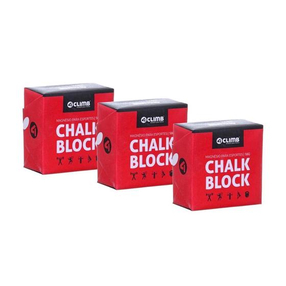 Imagem de Kit com 3 Magnésio Chalk Block Cross Escalada 56g 4Climb