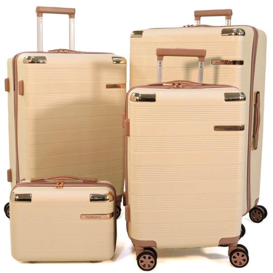 Kit com 3 Malas de Viagem Bordo, Médio e Grande com Frasqueira Maleta de Mão - Linha Mykonos Menor preço em Kit com 3 Malas de Viagem Bordo, Médio e Grande com Frasqueira Maleta de Mão - Linha Mykonos