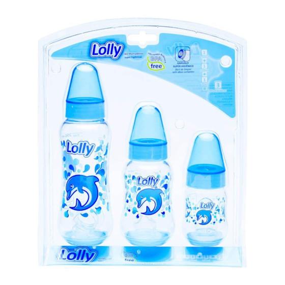 Imagem de Kit com 3 mamadeiras big oceano azul 250ml/160ml/70ml lolly