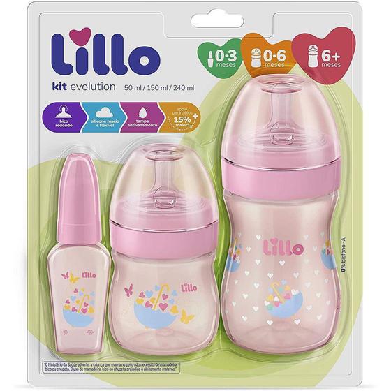 Imagem de Kit com 3 mamadeiras evolution bico silicone lillo