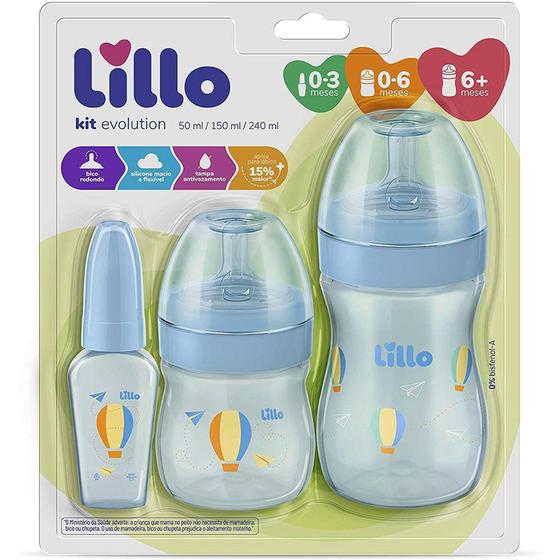 Imagem de Kit com 3 mamadeiras evolution bico silicone lillo