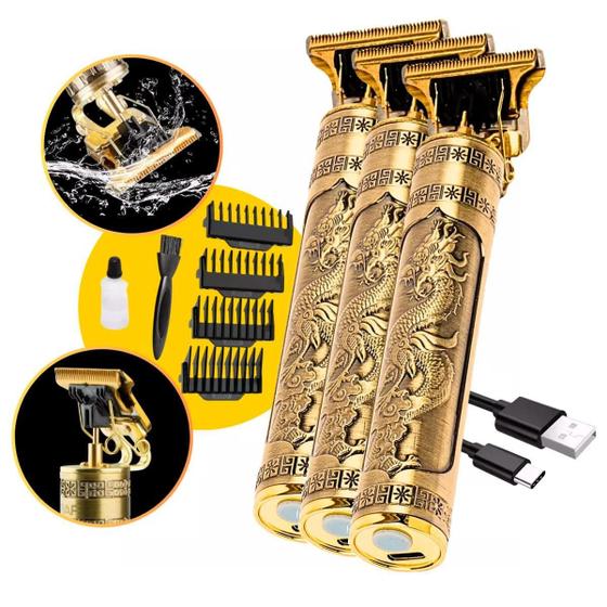 Imagem de Kit com 3 Maquininhas Aparadores Barbeadores Pelos Ultra Premium Titanium