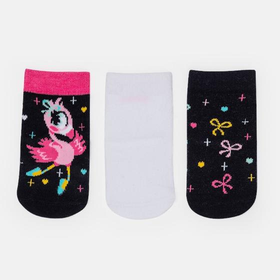 Imagem de Kit com 3 Meias Bebê Menina Flamingo Puket