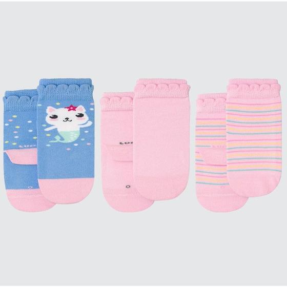 Imagem de Kit com 3 Meias Lupo Baby Menina cor Rosa e Azul