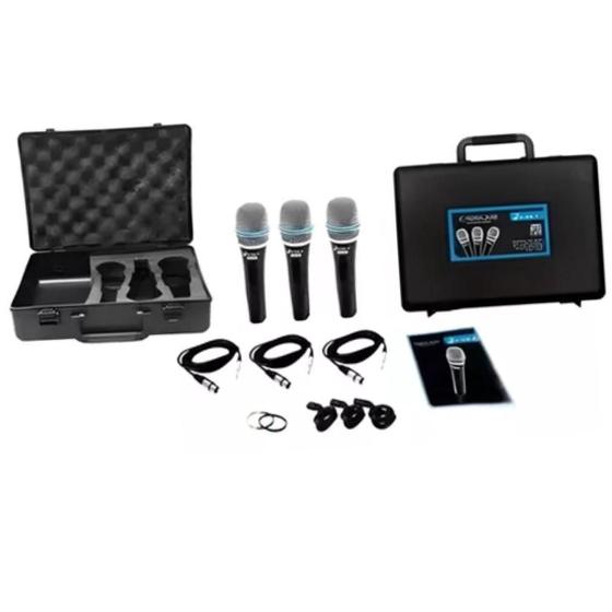Imagem de Kit Com 3 Microfones De Mão Com Fio Sml48Sp3 Lyco