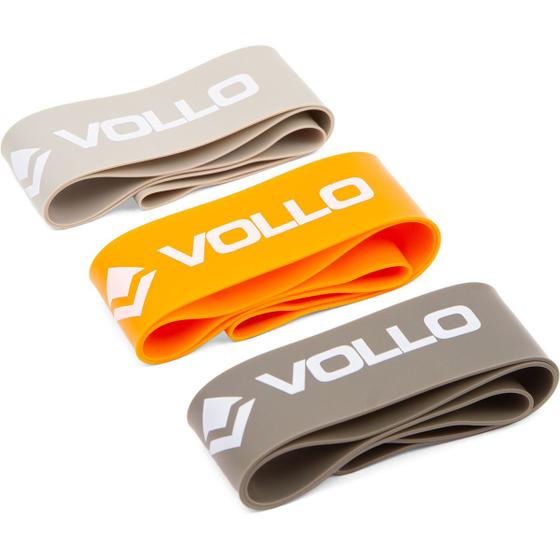 Imagem de Kit com 3 Mini Faixas Elásticas de Exercícios Bands Treino Funcional Níveis Fraco Médio Forte Vollo