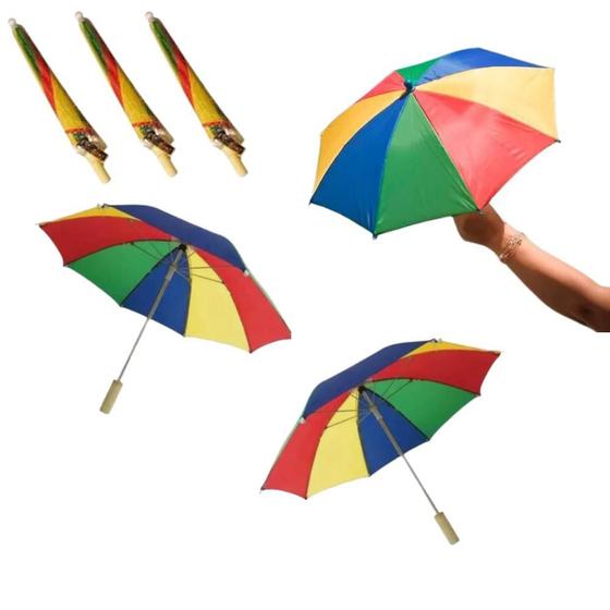 Imagem de Kit Com 3 Mini Guarda Chuva Frevo Sombrinha Carnaval Festa