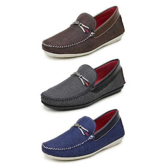 Imagem de Kit Com 3 Mocassim Masculino Drive Básico Casual Clássico Moderno Confortável e Leve