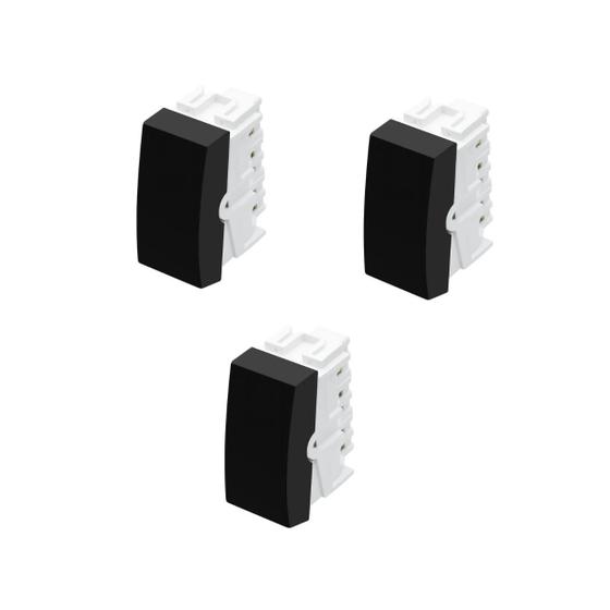 Imagem de Kit Com 3 Módulos Interruptores Fame Intermediário Preto Black 4033